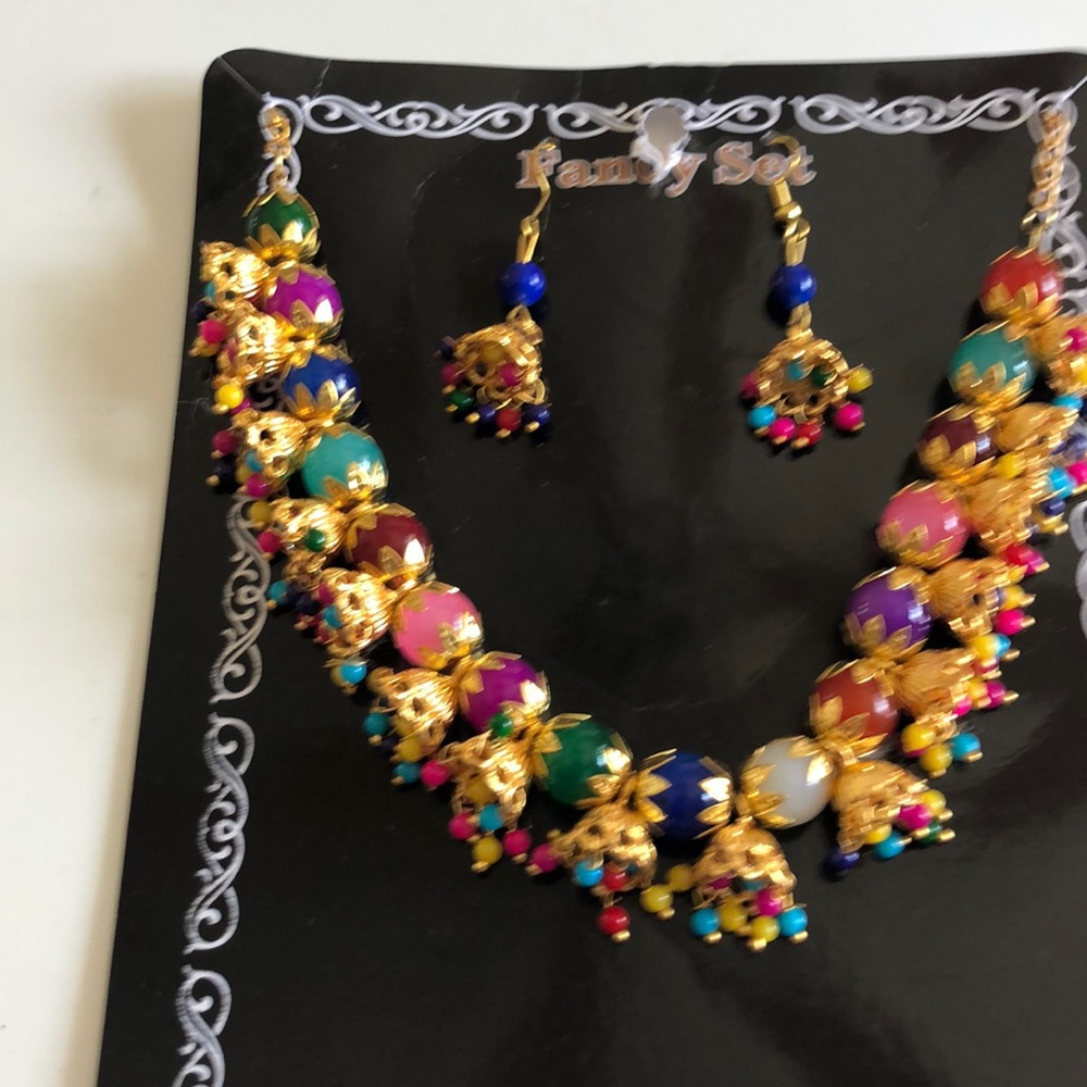 Fashion jewelry colorful Neckless and Earrings set